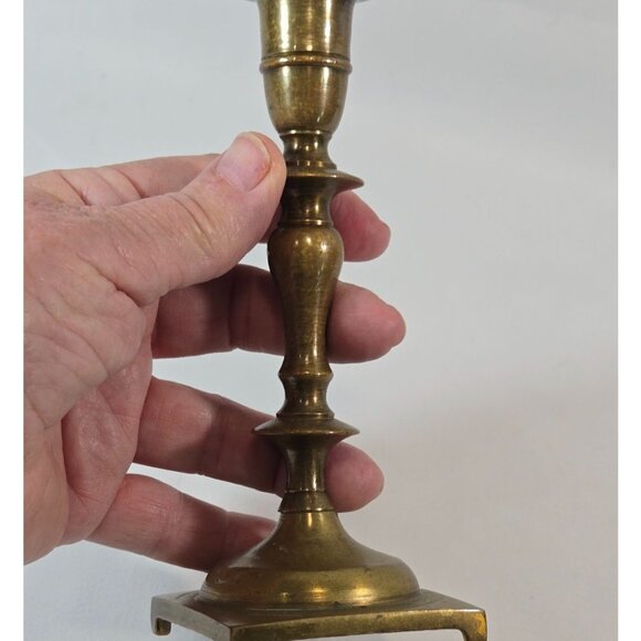 Vtg Solid Brass Candlestick Holder 7" Colonial Style MCM Pillar Taper Candles - Picture 3 of 11